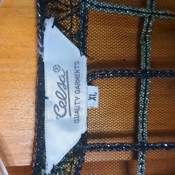 CELSA* mesh net metallic gold/green decorative vest "button" front size XL - Picture 9 of 12